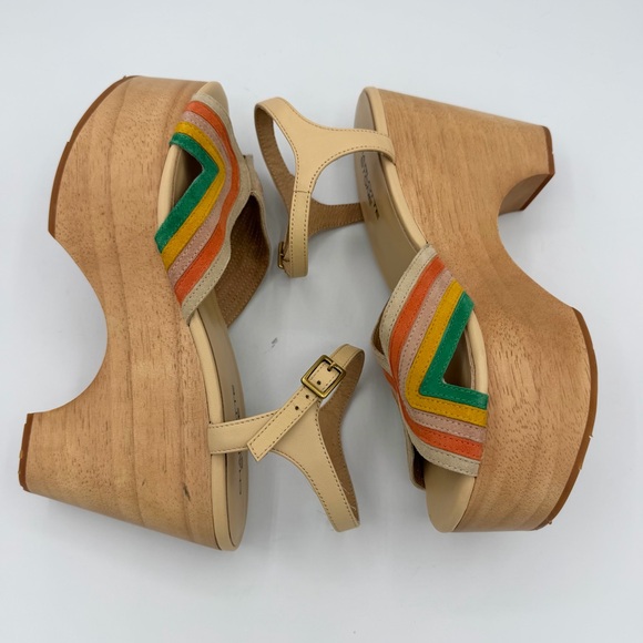 Charolette Stone Donna Multi Retro Platform Sandals with Multicolor Stripes clog - Picture 7 of 8